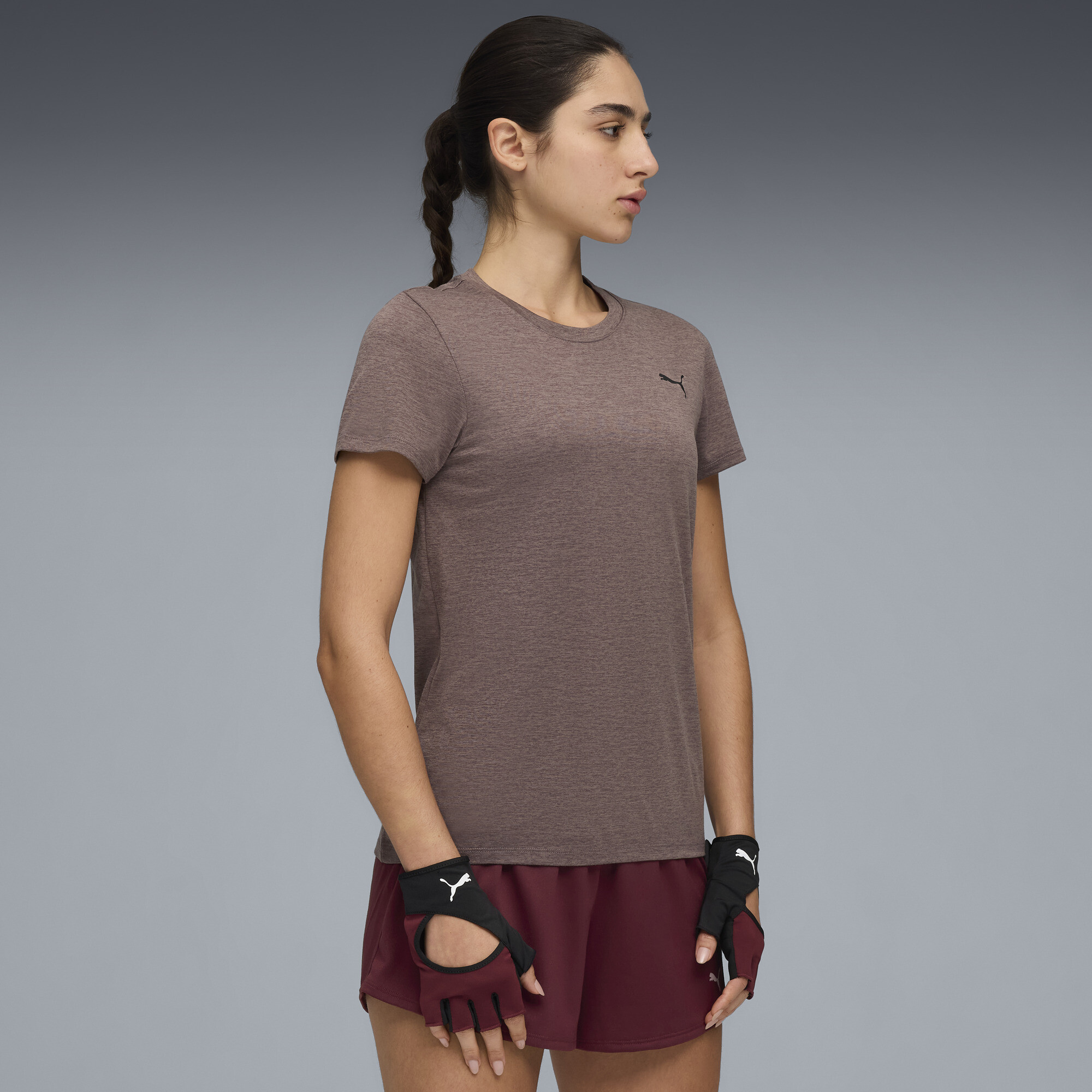 Puma Train All Day Essentials Women's Heather Training T-shirt In Brown