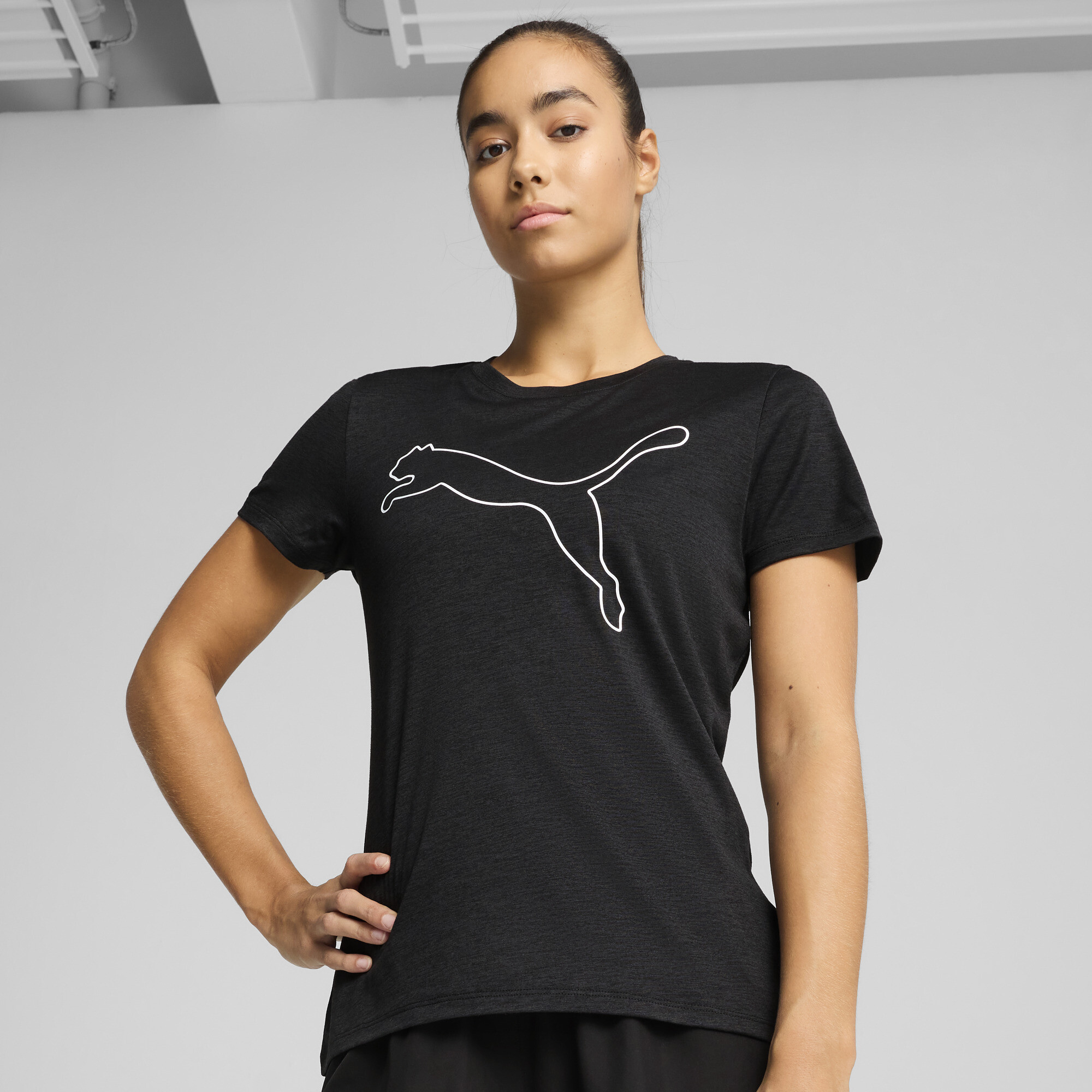 PUMA TAD ESSENTIALS gemÃªleerd Logo T-shirt voor Dames, Zwart, Maat XXL