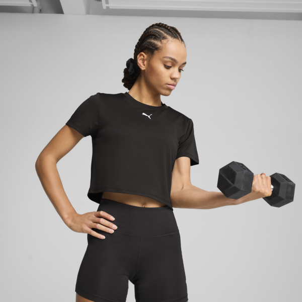 Remera corta Train All Day Essentials para mujer, PUMA Black, large-ARG