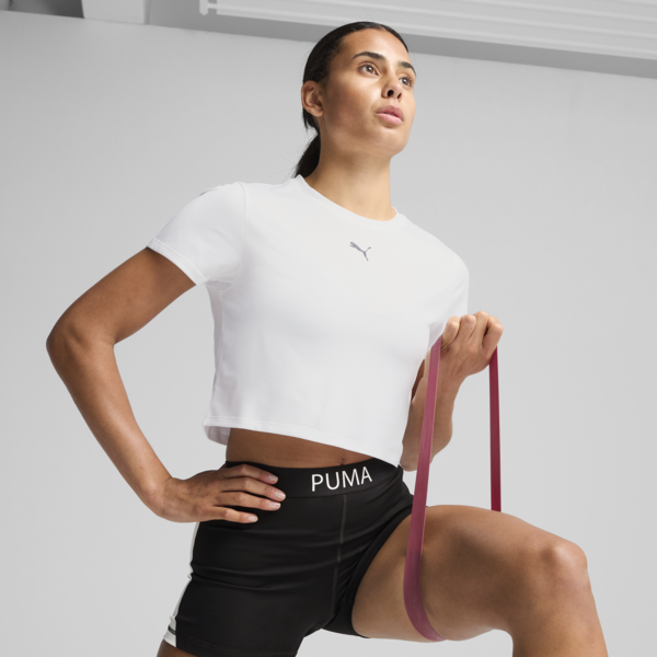 Remera corta Train All Day Essentials para mujer, PUMA White, large-ARG