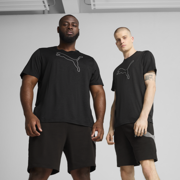 TAD ESSENTIALS Heather Cat Tee Men, PUMA Black Heather, large-ZAF