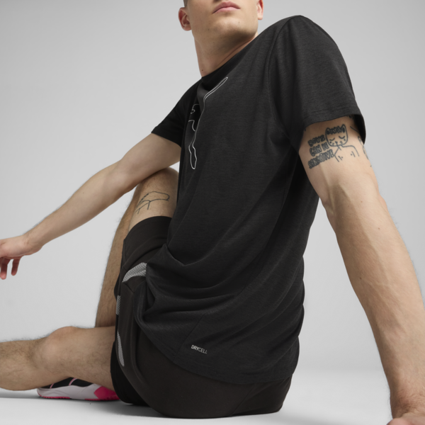 TAD ESSENTIALS Heather Cat Tee Men, PUMA Black Heather, large-ZAF