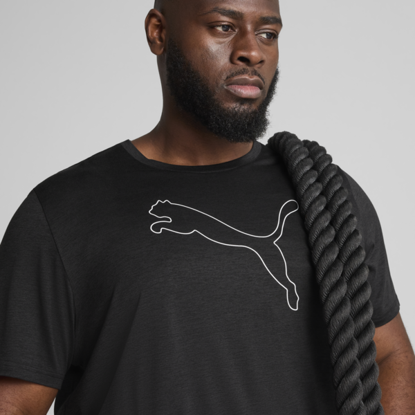 TAD ESSENTIALS Heather Cat Tee Men, PUMA Black Heather, large-ZAF
