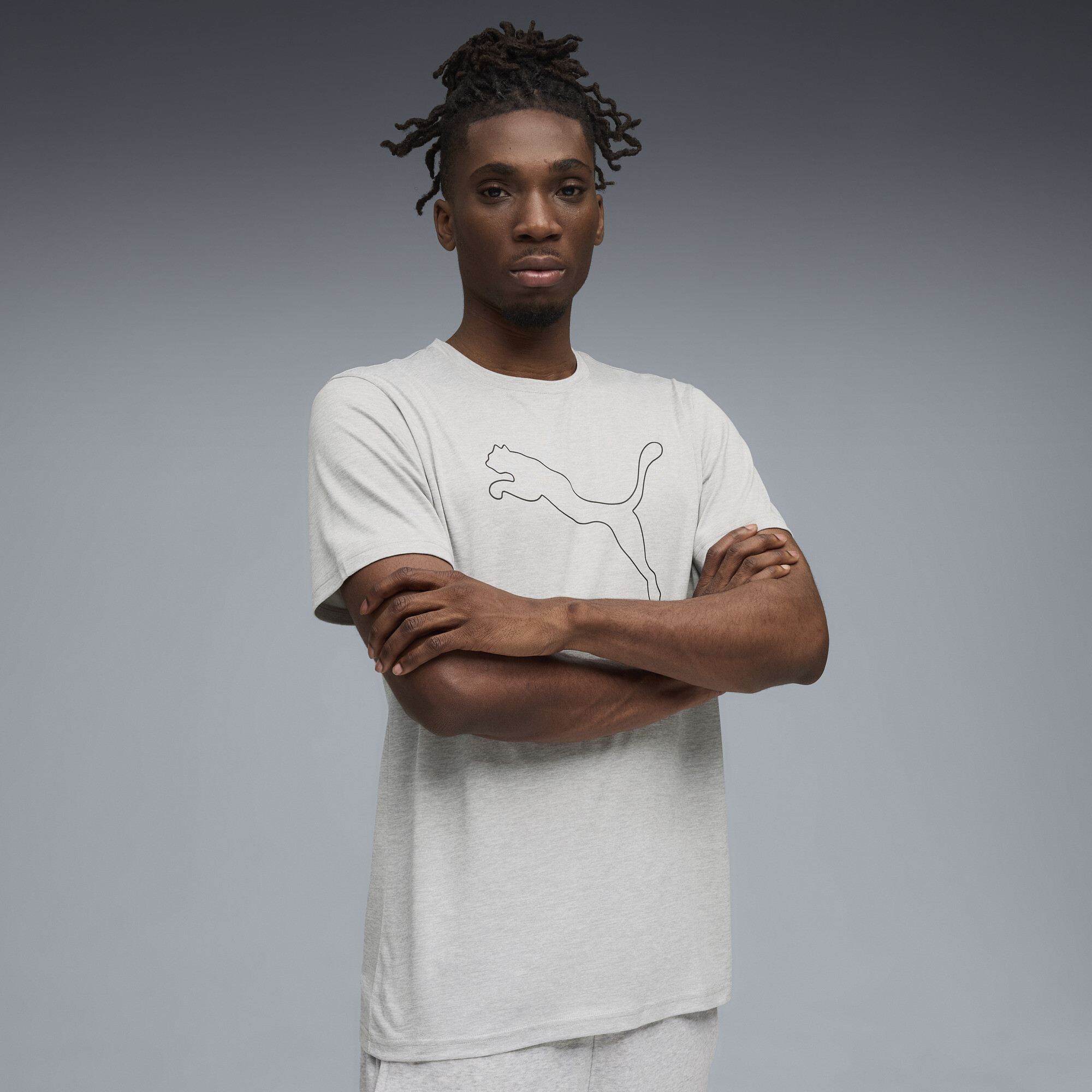 PUMA TAD ESSENTIALS gemÃªleerd Cat T-shirt voor Heren, Grijs, Maat S