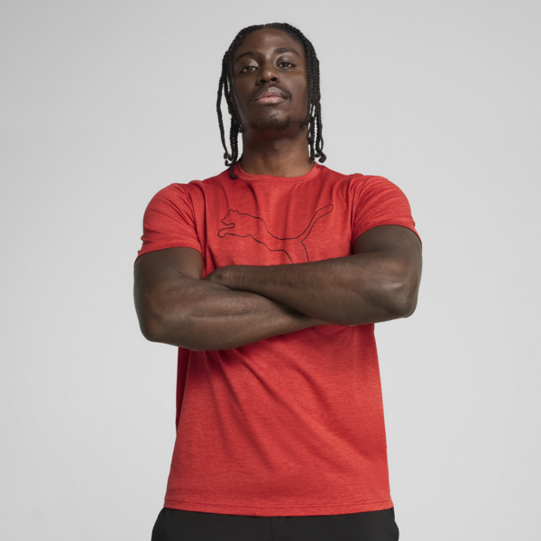 TAD ESSENTIALS Heather Cat Tee Men, Red Fire Heather, large-MEX