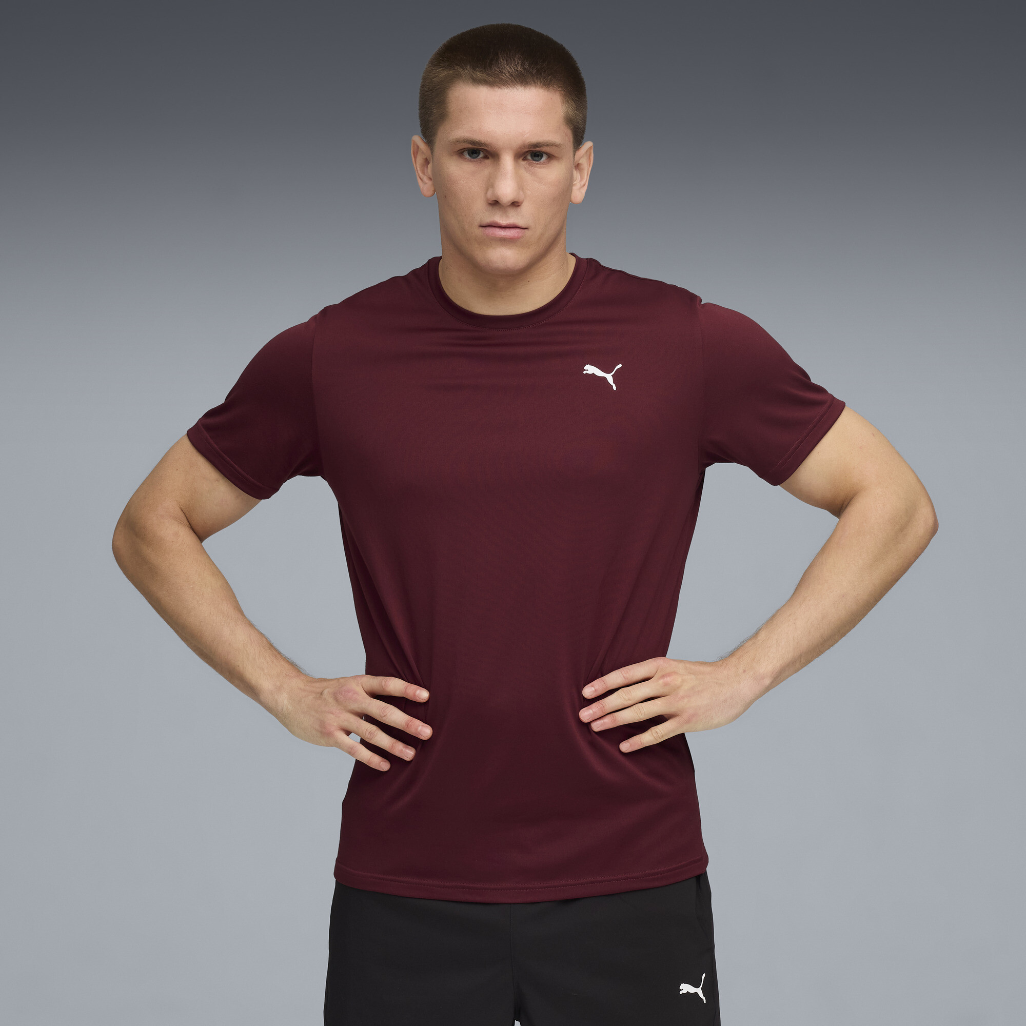 Puma TAD ESSENTIALS Einfarbiges T-Shirt mit Cat Logo Herren | Ruby Shimmer | Größe: L