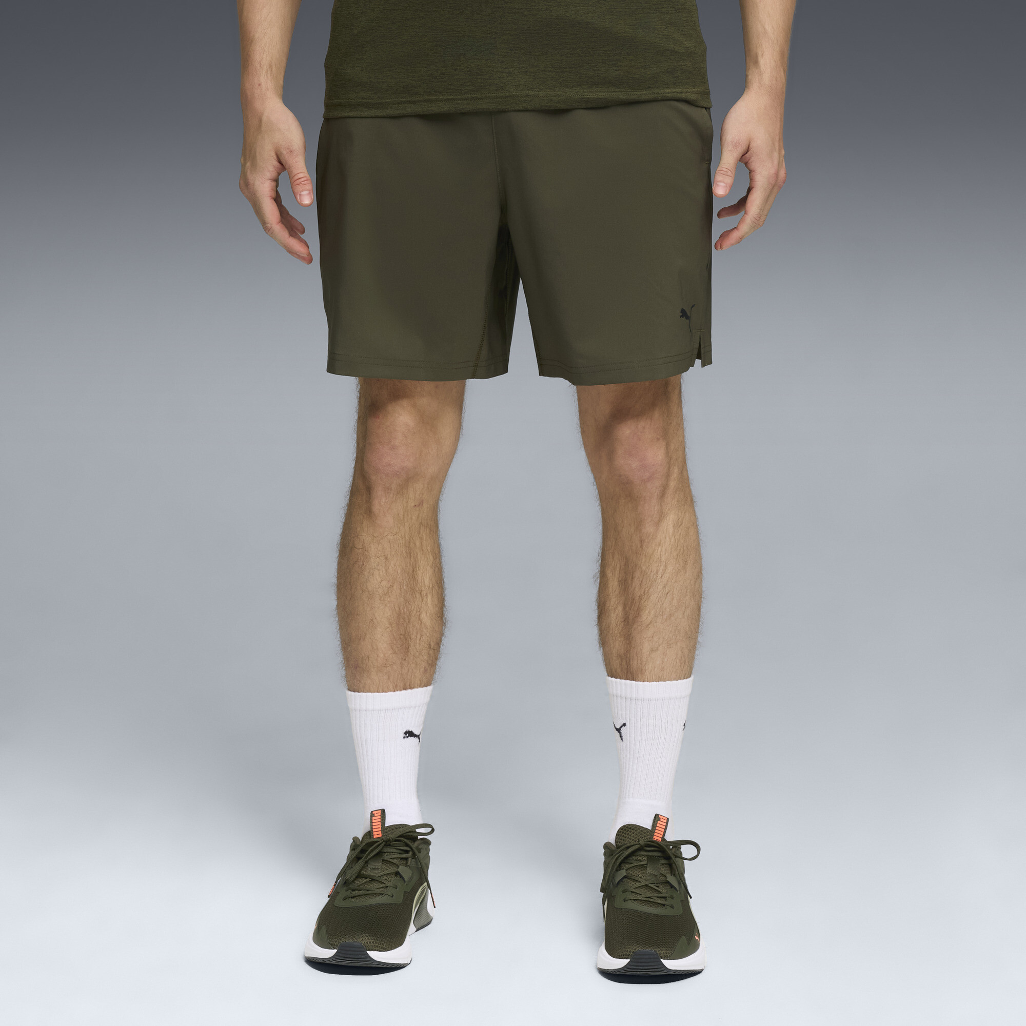 Puma Train All Day Essentials Men's 7" Woven Shorts In Green