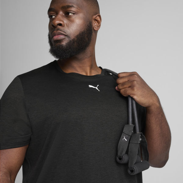 TAD ESSENTIALS Heather Cat Tee Men, PUMA Black Heather, large-ZAF