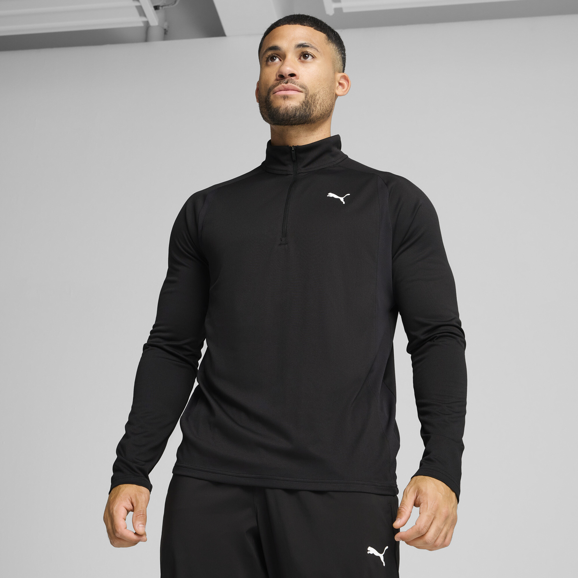 Men's Puma TAD TECH Fabric Mix 1/4 Zip, Black, Size M, Clothing