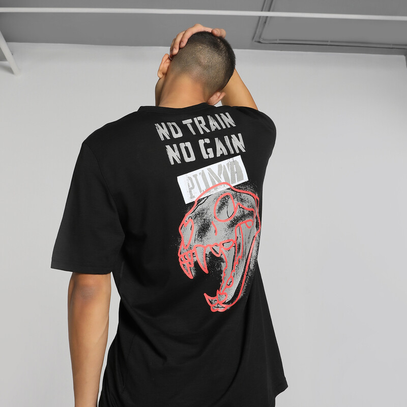 Men's PUMA Graphic Emblem Training T-shirt in Black/Gray size L