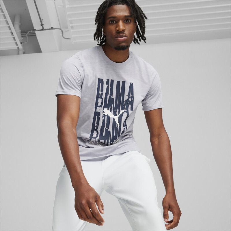 Men's PUMA Graphic Emblem Training T-shirt in Gray size XL