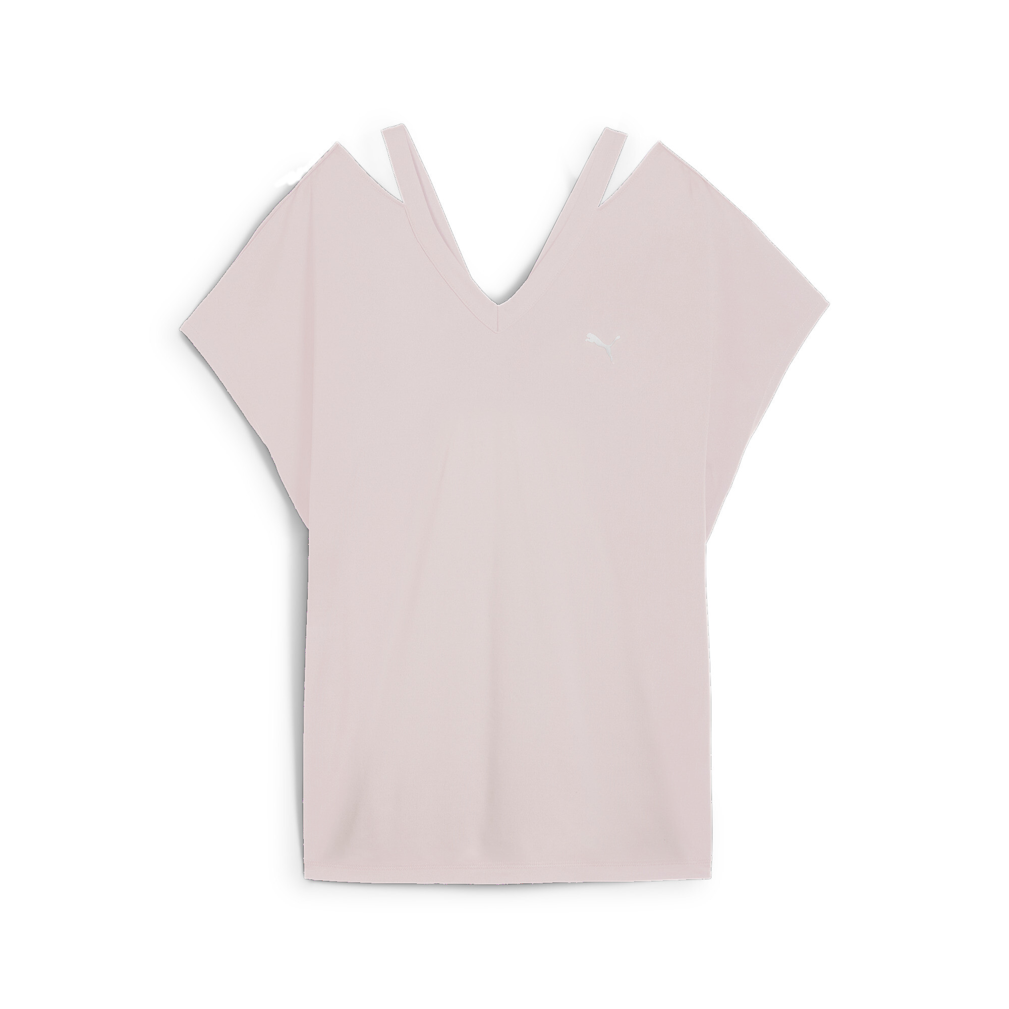 商品情報ヨガにおすすめなTシャツです。肩部分のディテールが一味違う個性を引き立てます。触り心地バツグンでゆったりと快適な着心地を提供します。詳細左胸にプーマキャットロゴVネック肩開き