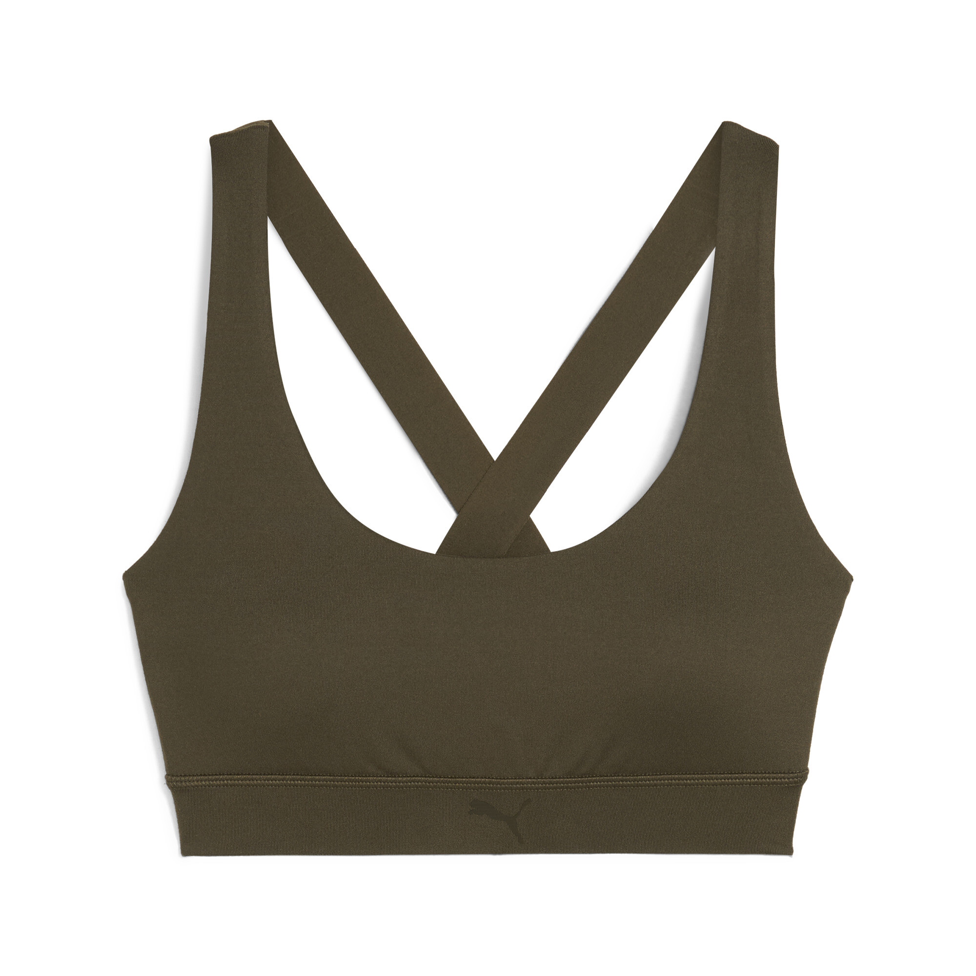 Women's Puma TRAIN Mid-Impact Bra, Green, Size M, Clothing