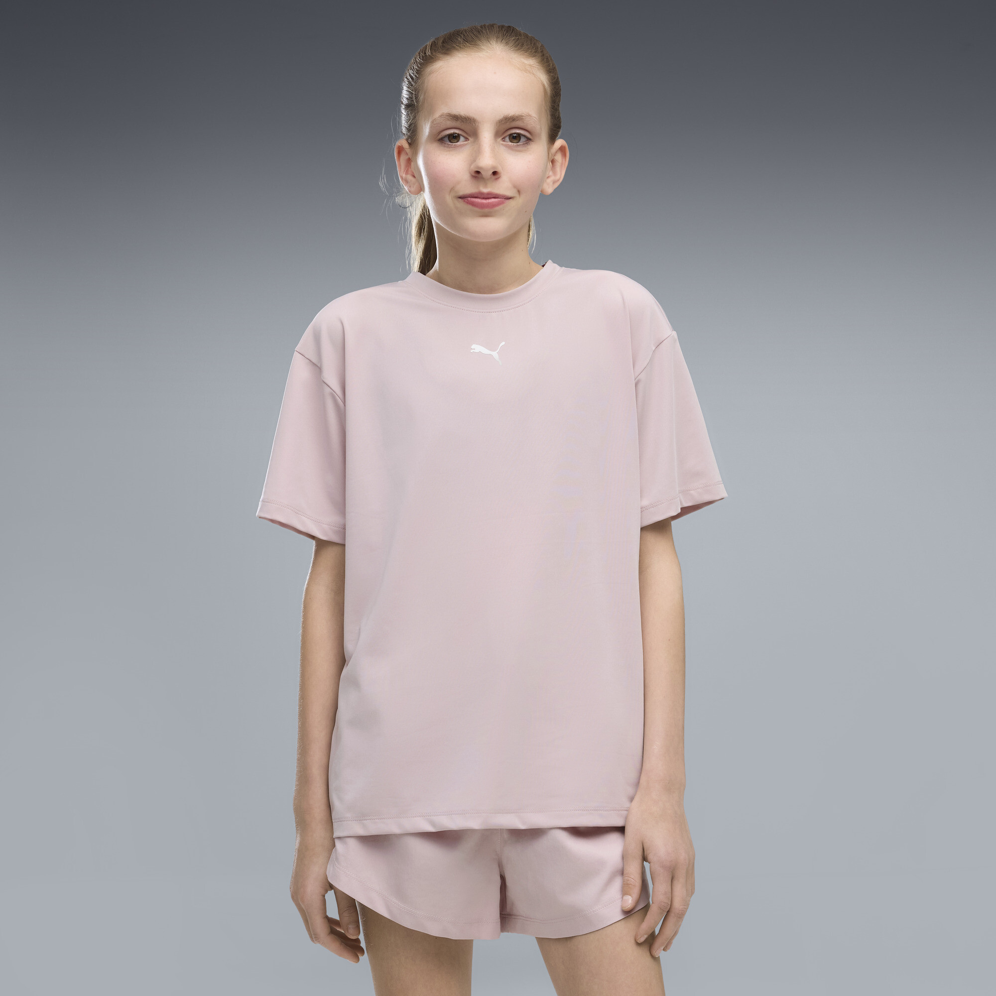 PUMA Train All Day Essentials Big Kids' T-Shirt in Pink, Size S