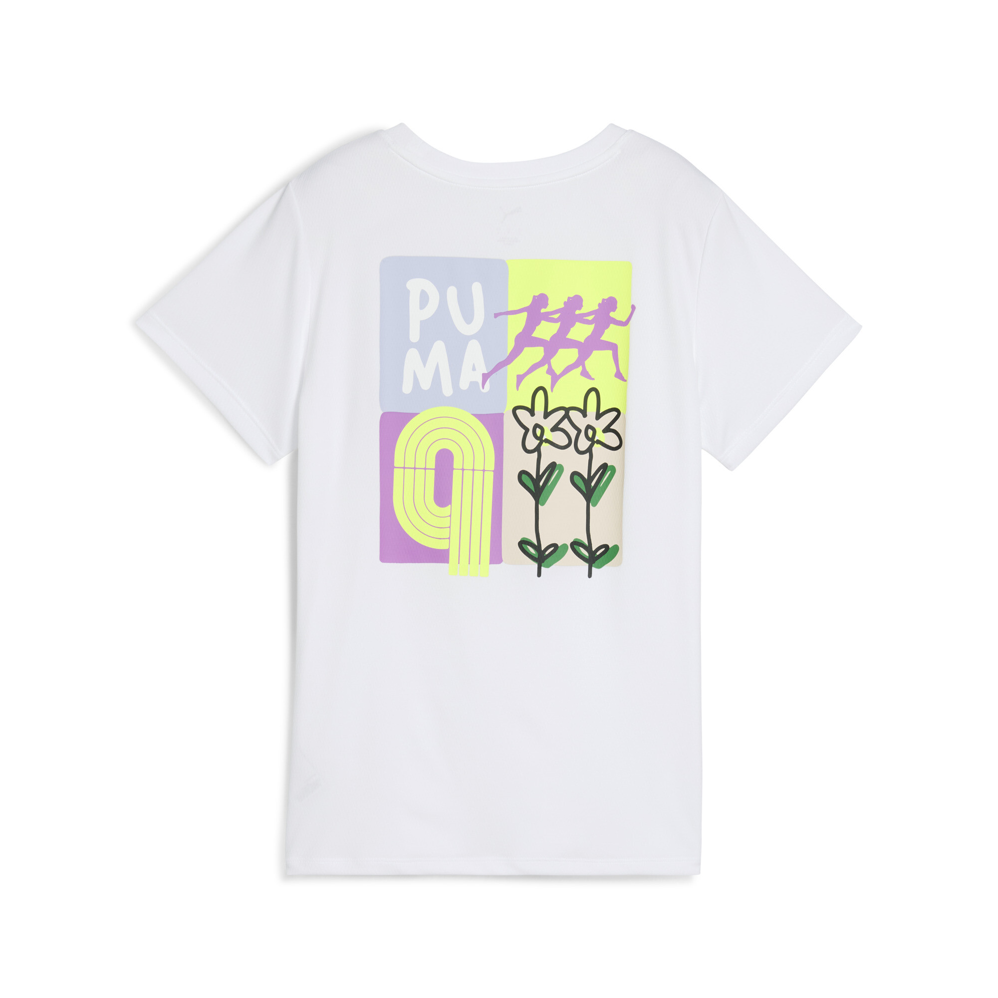 Graphic hardloopshirt voor Dames, Wit, Maat M | PUMA