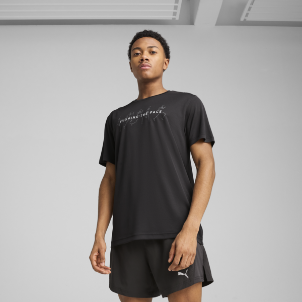 Playera estampada Running para hombre, PUMA Black-Q2, large-MEX