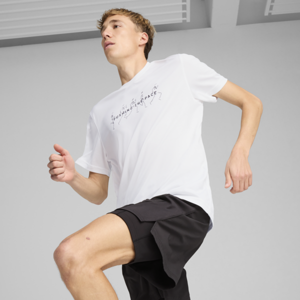 Graphic Running Tee Men, PUMA White-Q2, large-MEX