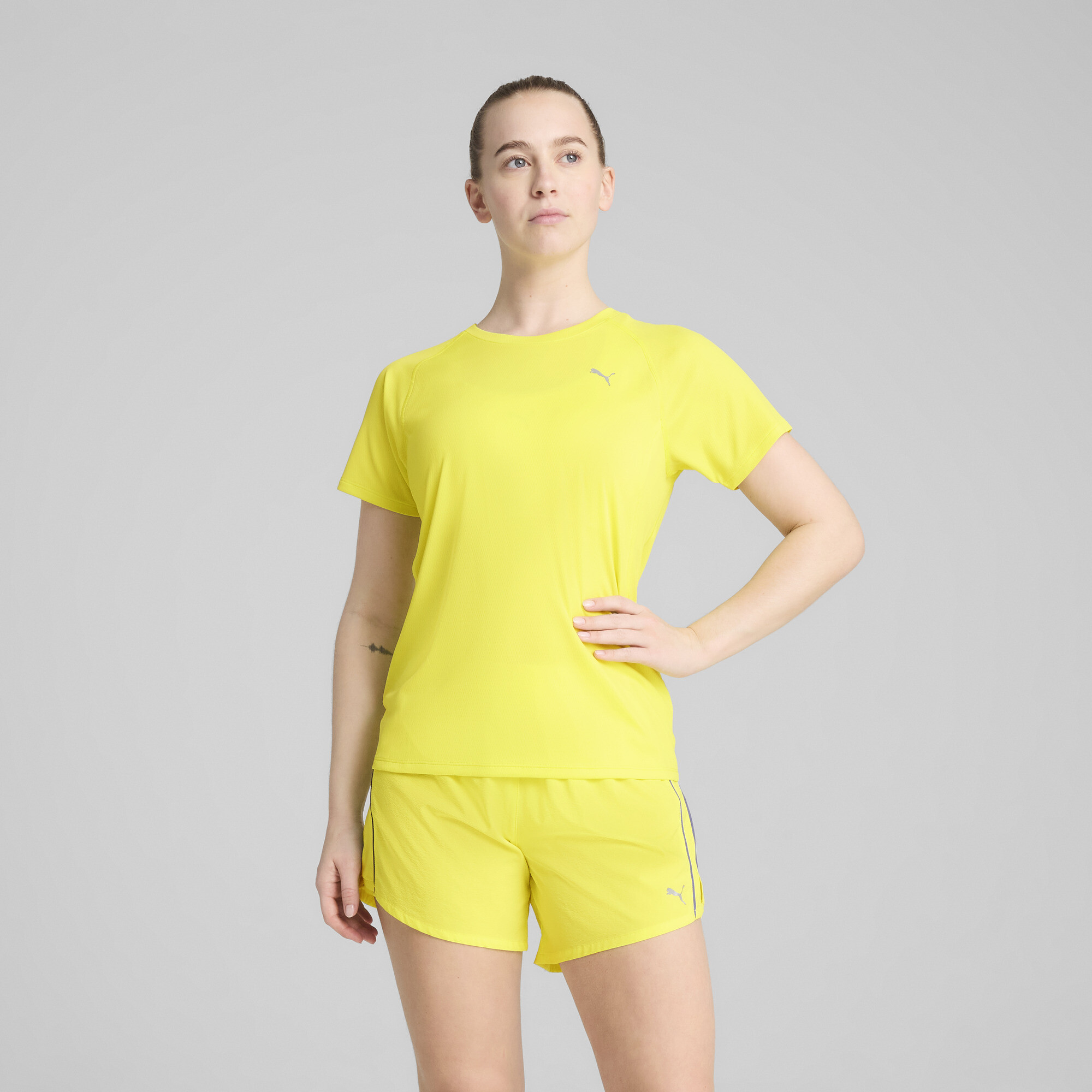 Women's Puma VELOCITY Running T-Shirt, Yellow, Size XS, Clothing