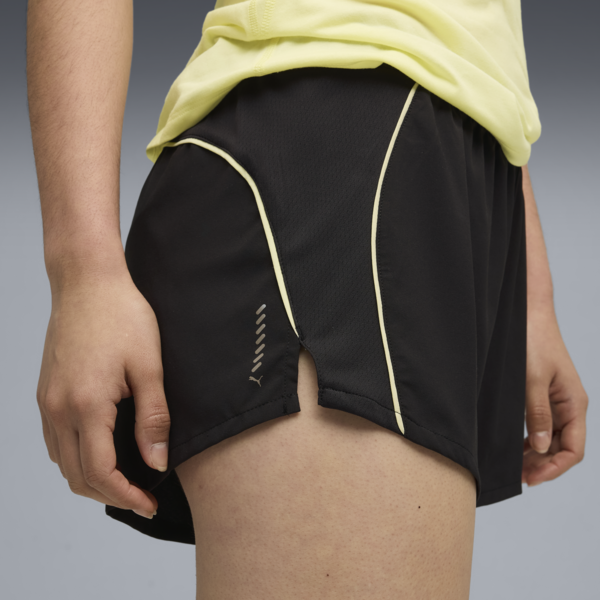 VELOCITY 3" Running Shorts Women, PUMA Black-Gold Moon, large-ZAF