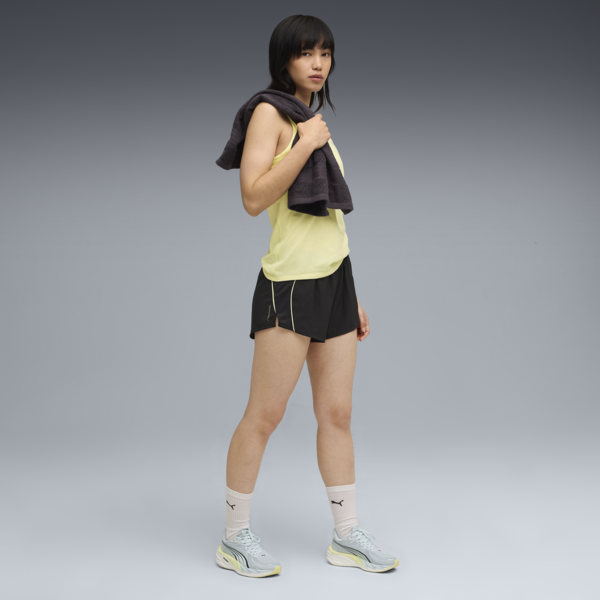 VELOCITY 3" Running Shorts Women, PUMA Black-Gold Moon, large-ZAF