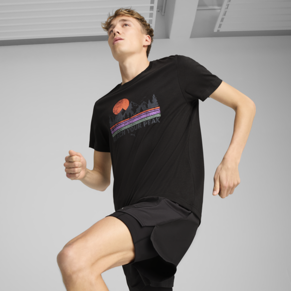 Playera de running Graphics Slogan para hombre, PUMA Black, large-MEX