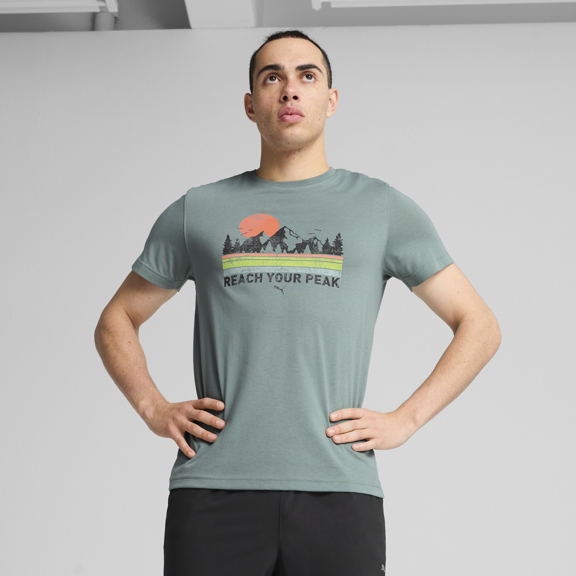 Puma GRAPHICS Outdoor Laufshirt Herren | Green Moon | Größe: L