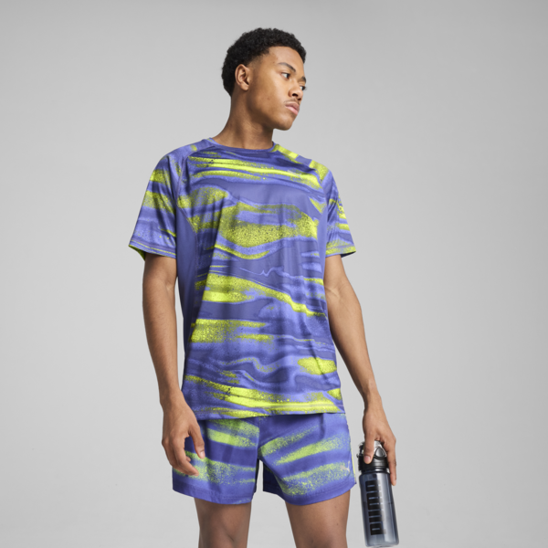 Playera de running estampada VELOCITY para hombre, Blue Crystal, large-MEX
