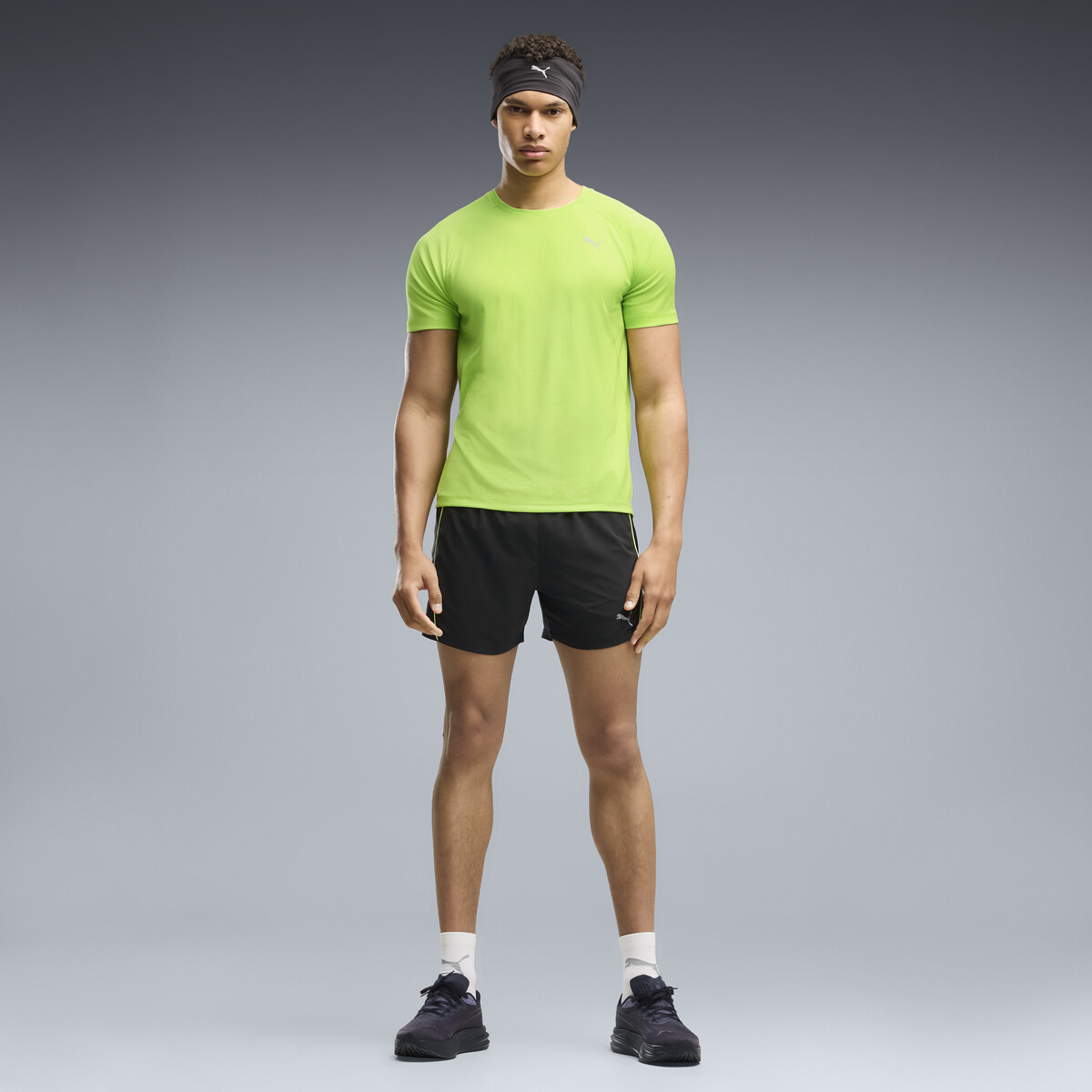 VELOCITY 5-inch Running Shorts Men in Black/Sunny Lime by PUMA, XS
