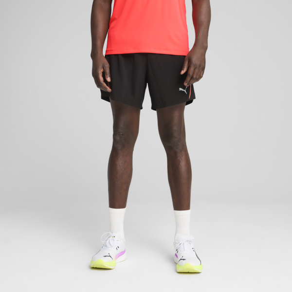 Shorts de running VELOCITY 12cm para hombre, PUMA Black-Glowing Red, large-ARG
