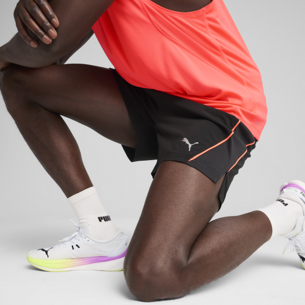 VELOCITY 5" Running Shorts Men, PUMA Black-Glowing Red, large-ZAF
