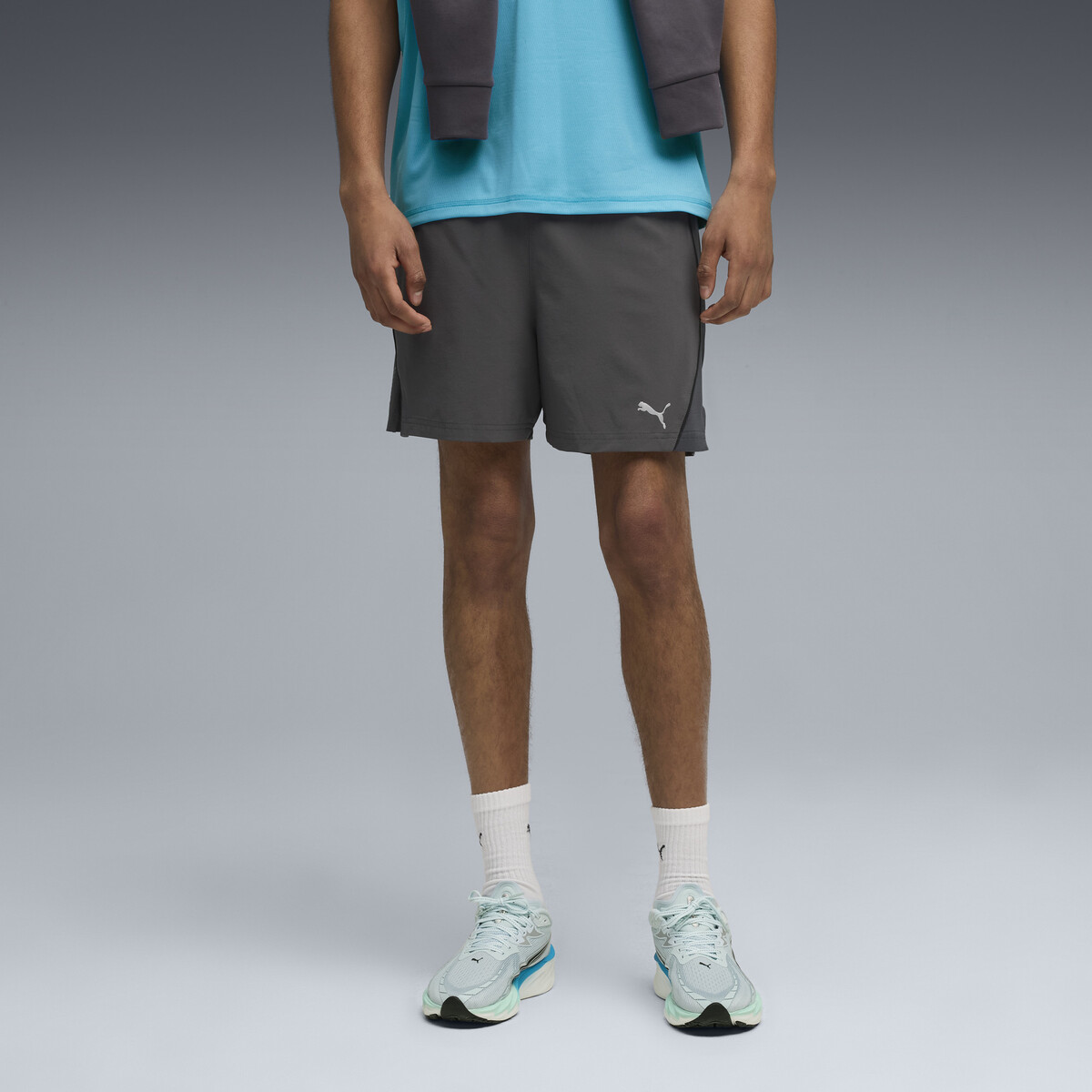 VELOCITY 5-inch Running Shorts Men in Dusky Gray/Black by PUMA, Small