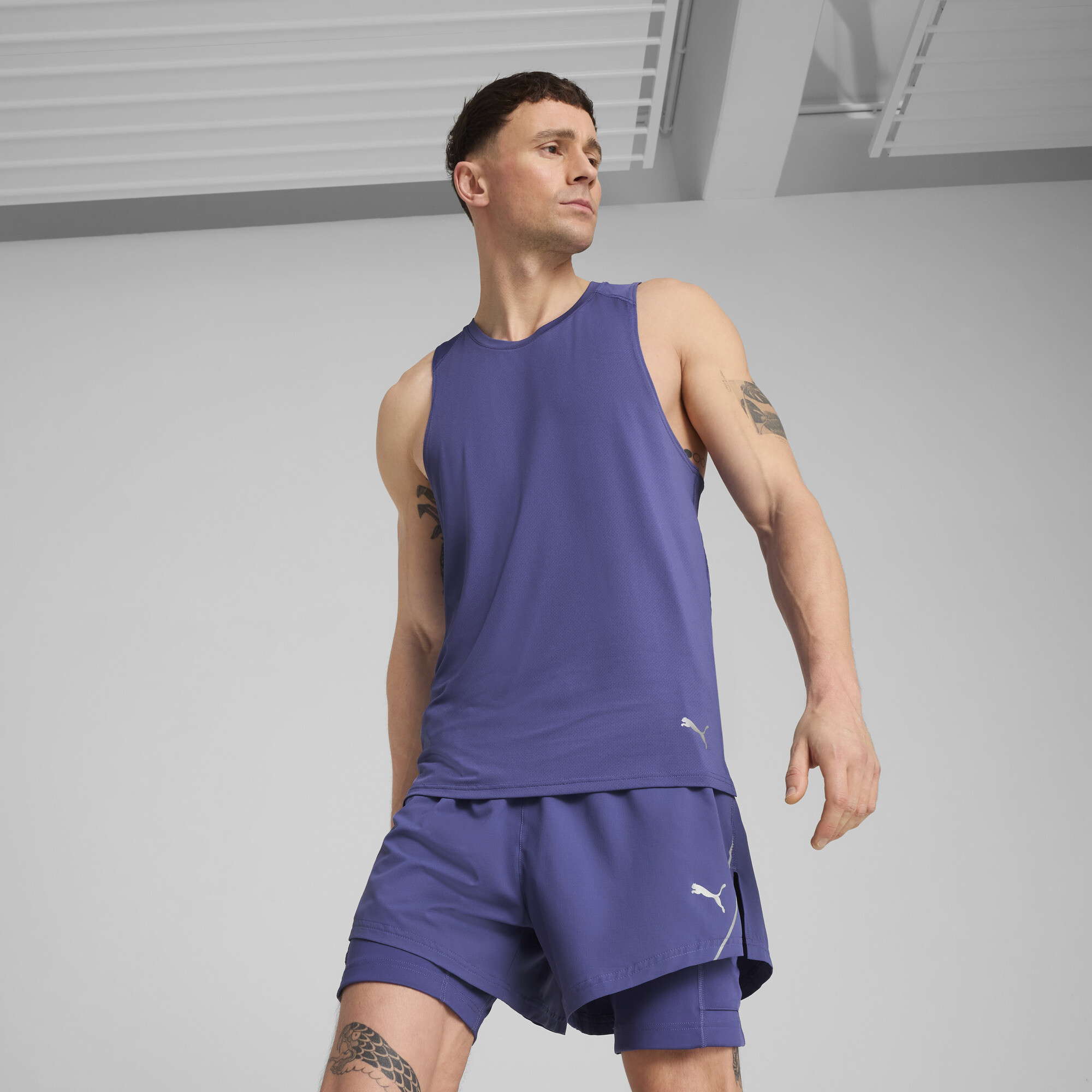 Puma Graphic Mesh Running Singlet Men In Blue
