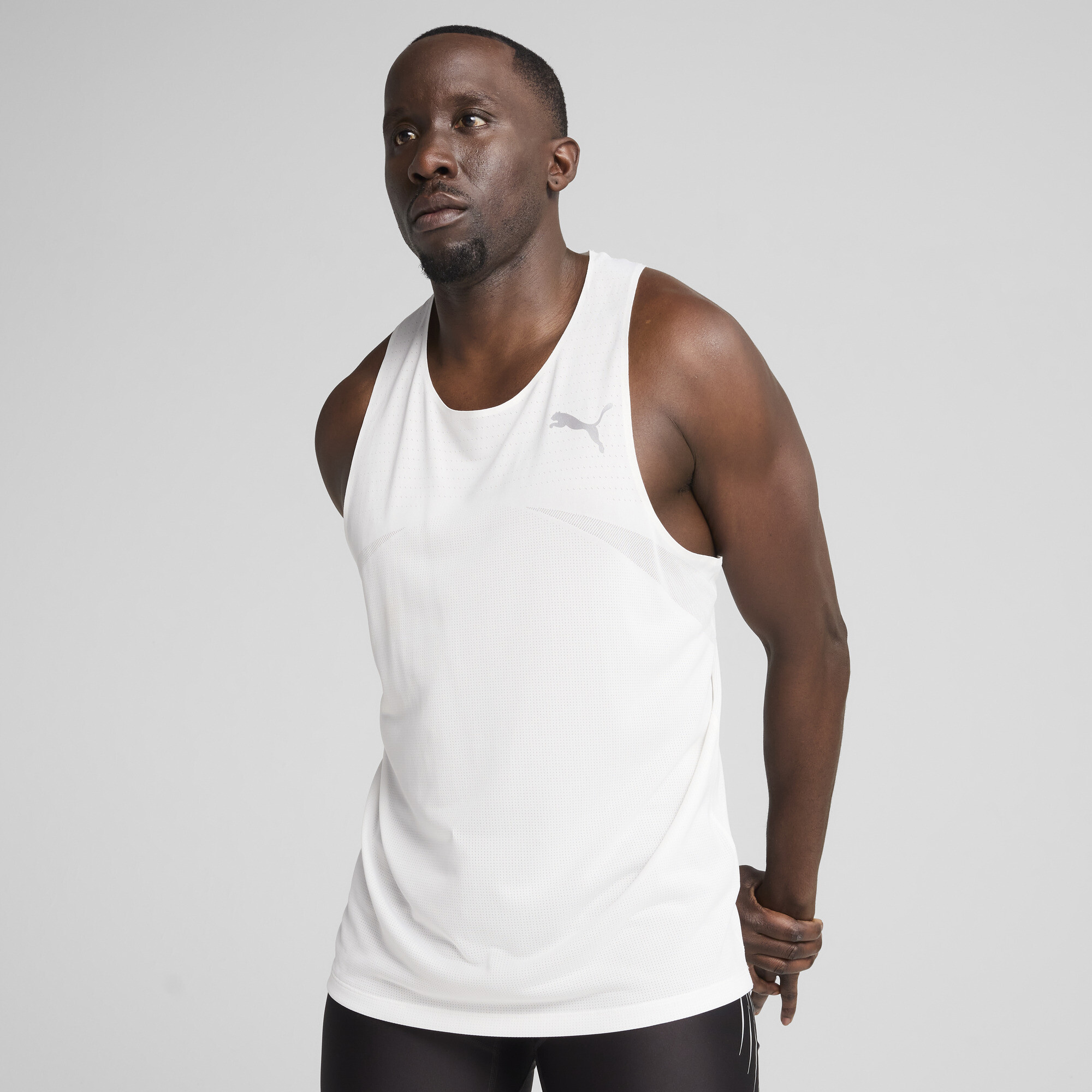 Men's Puma RACEDAY ULTRASPUN Singlet Top, White Top, Size XXL Top, Clothing