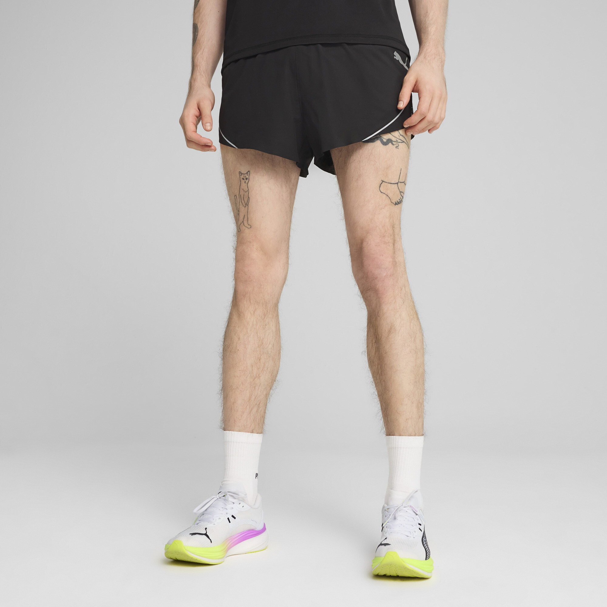 PUMA Raceday Ultraweave Lightweight Men's 3" Split Running Shorts in Black, Size XL