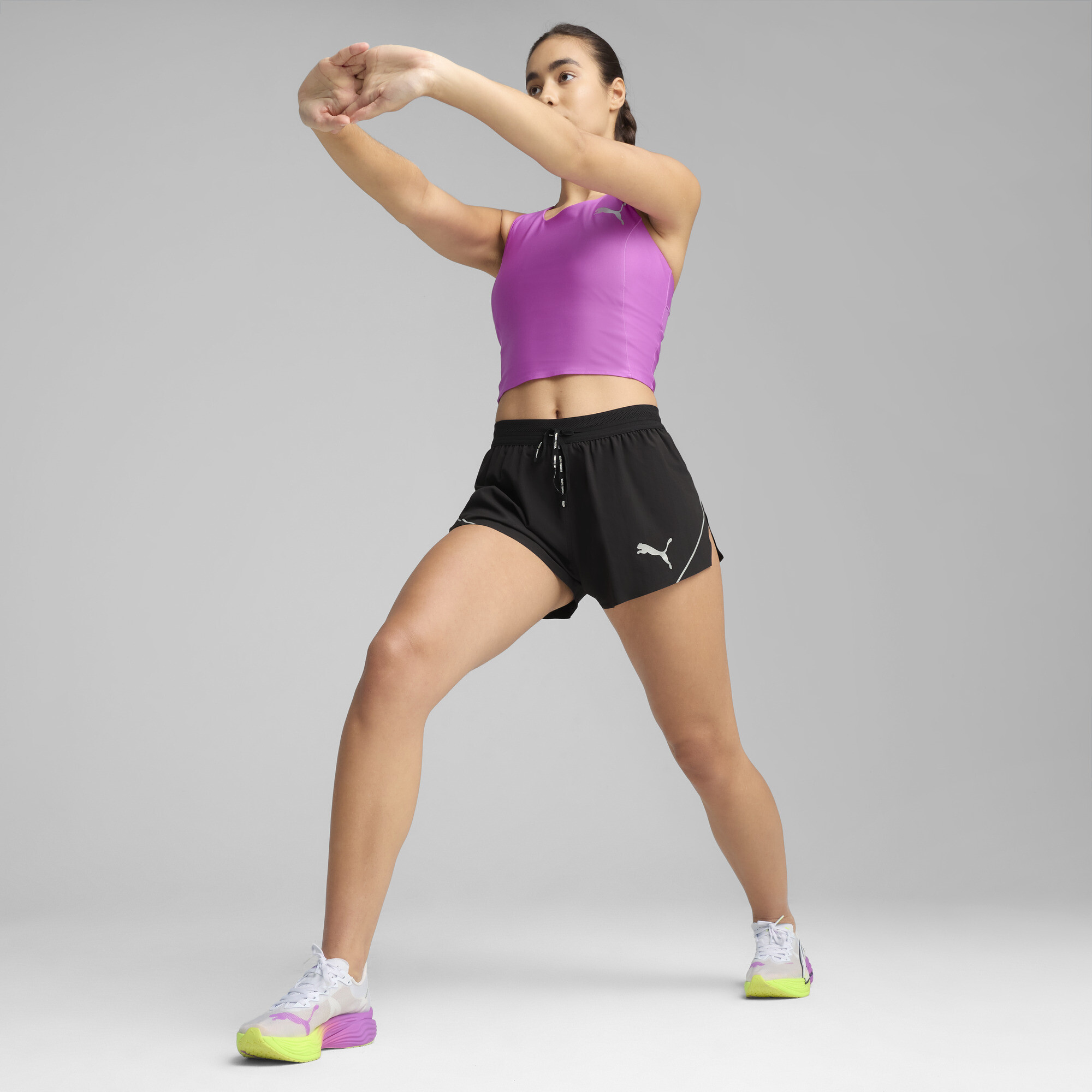 PUMA RACEDAY ULTRAWEAVE short met split voor Dames, Zwart, Maat M thumbnail 6