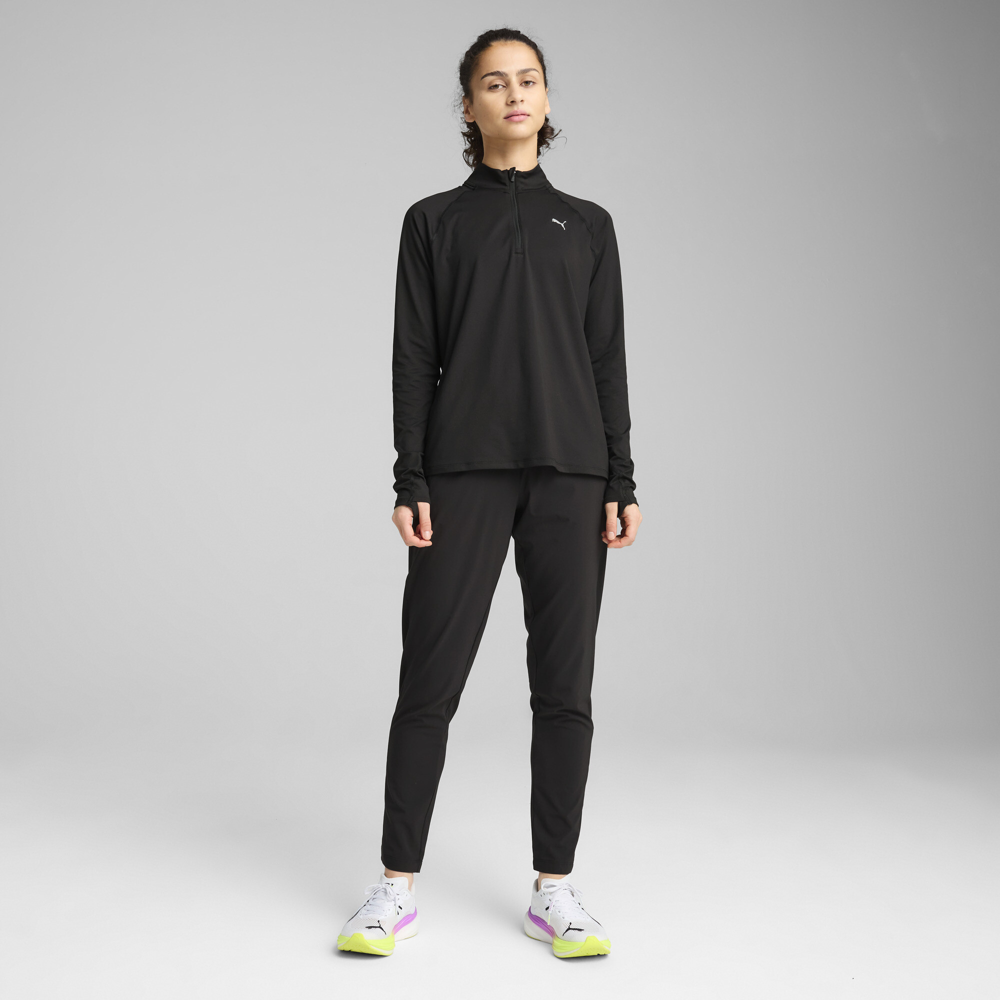 Women's Puma RUN VELOCITY CLOUDSPUN 1/4 Zip, Black, Size 3XL, Clothing