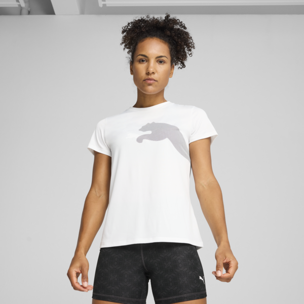 Train All Day Big Logo Tee Women, PUMA White, large-ZAF
