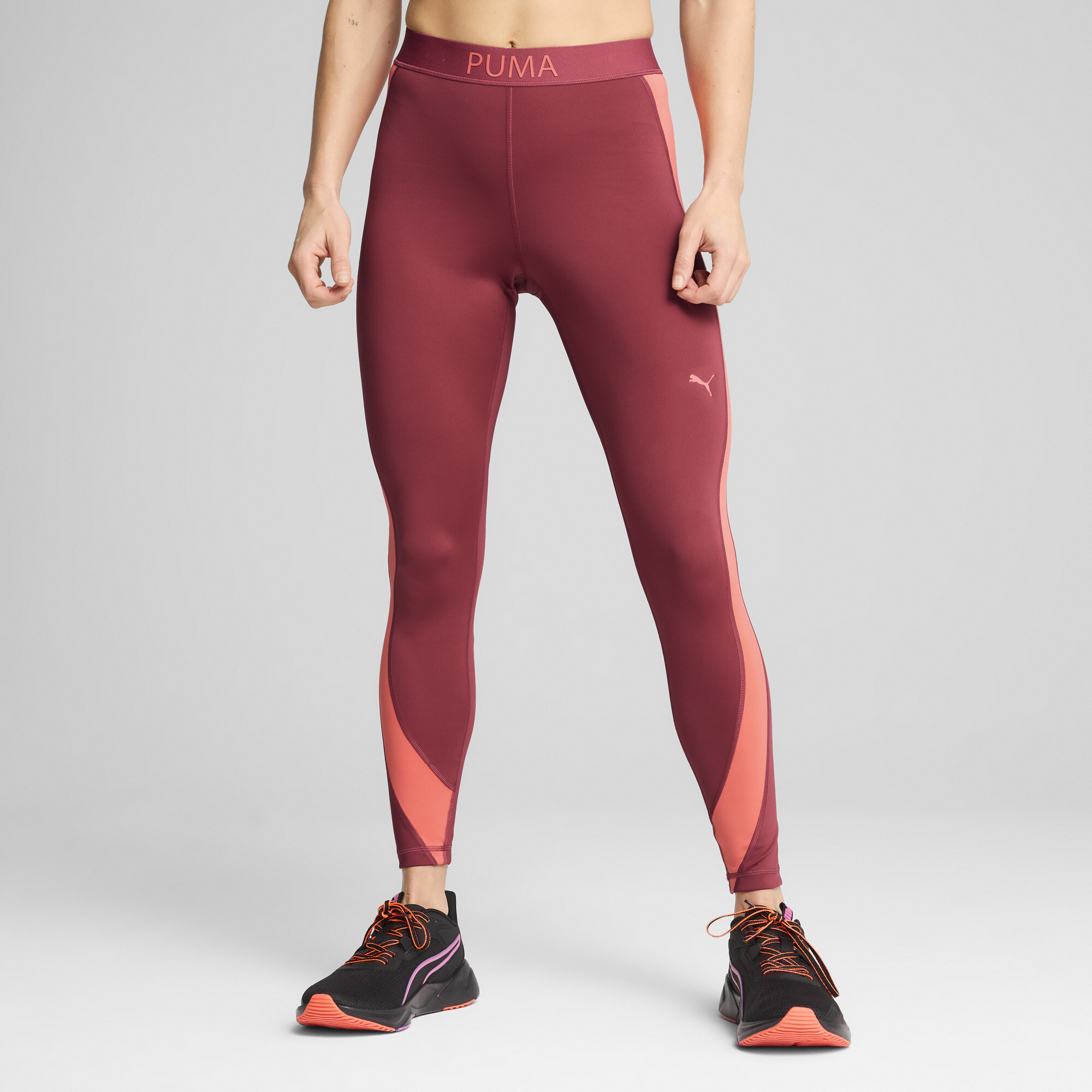 Puma Strong High-waisted 7/8 Color Block Women's Tights In Red