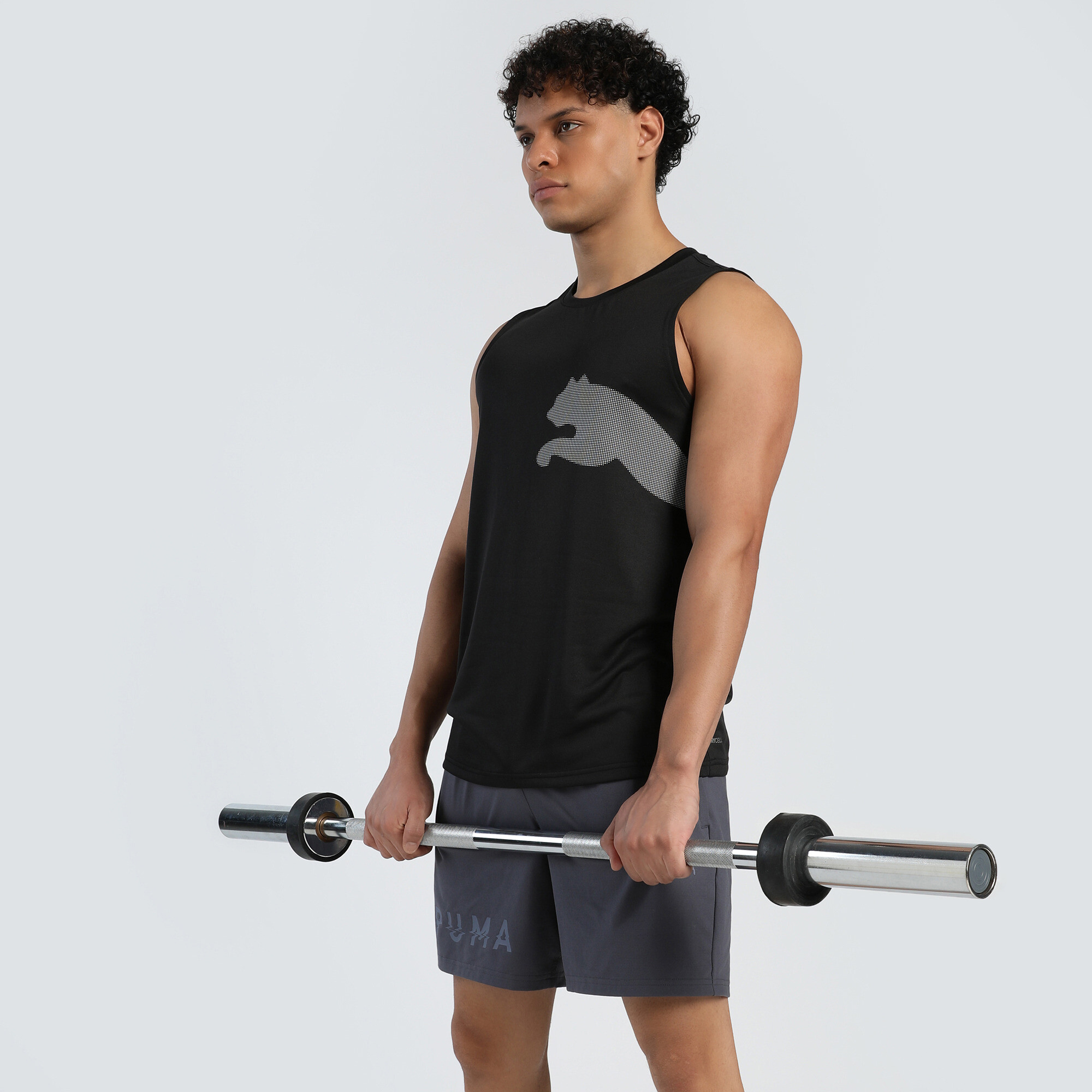 Puma Train All Day Big Logo Tank Top Men In Black