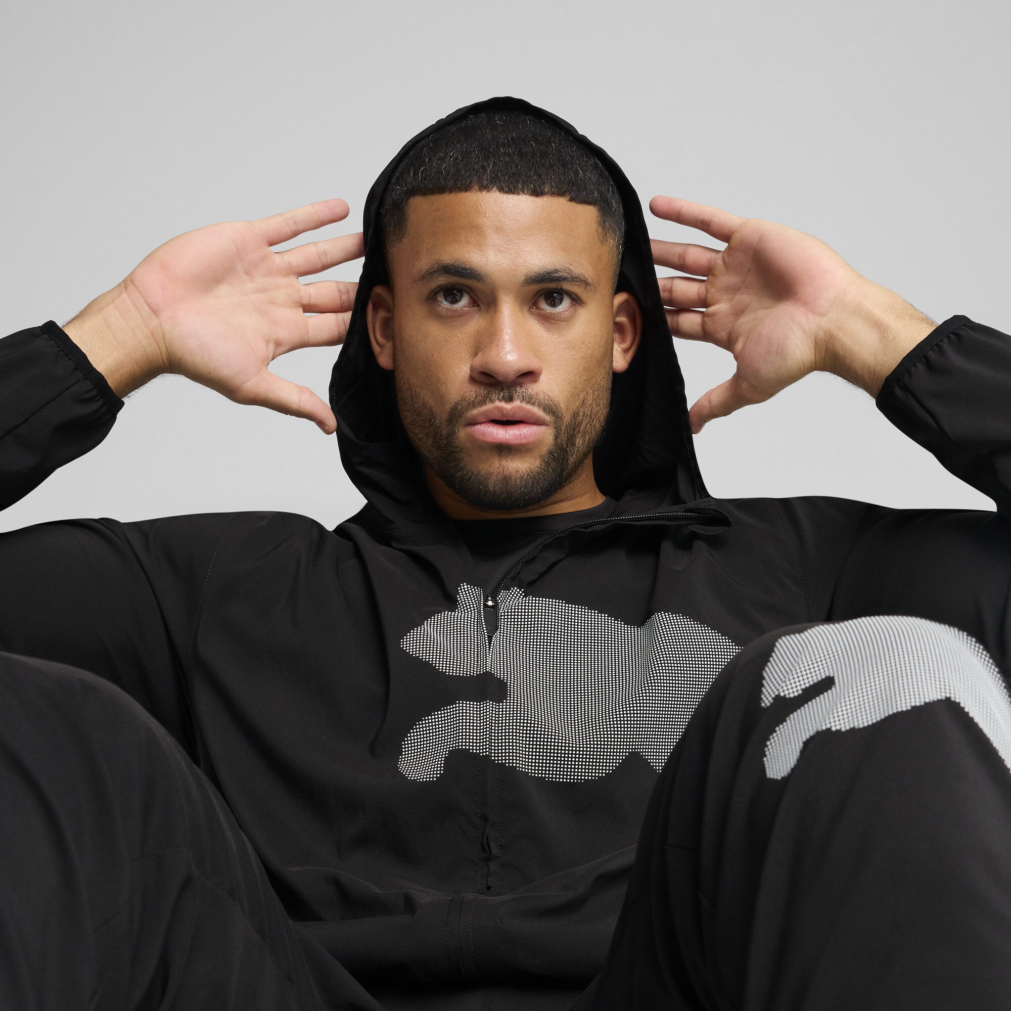 PUMA Train All Day Big Logo geweven jas voor Heren, Zwart, Maat S thumbnail 7