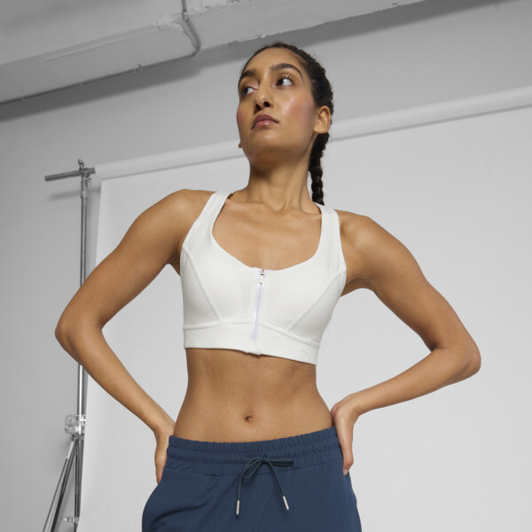 Puma X Pamela Reif Women's Zip Sports Bra In White