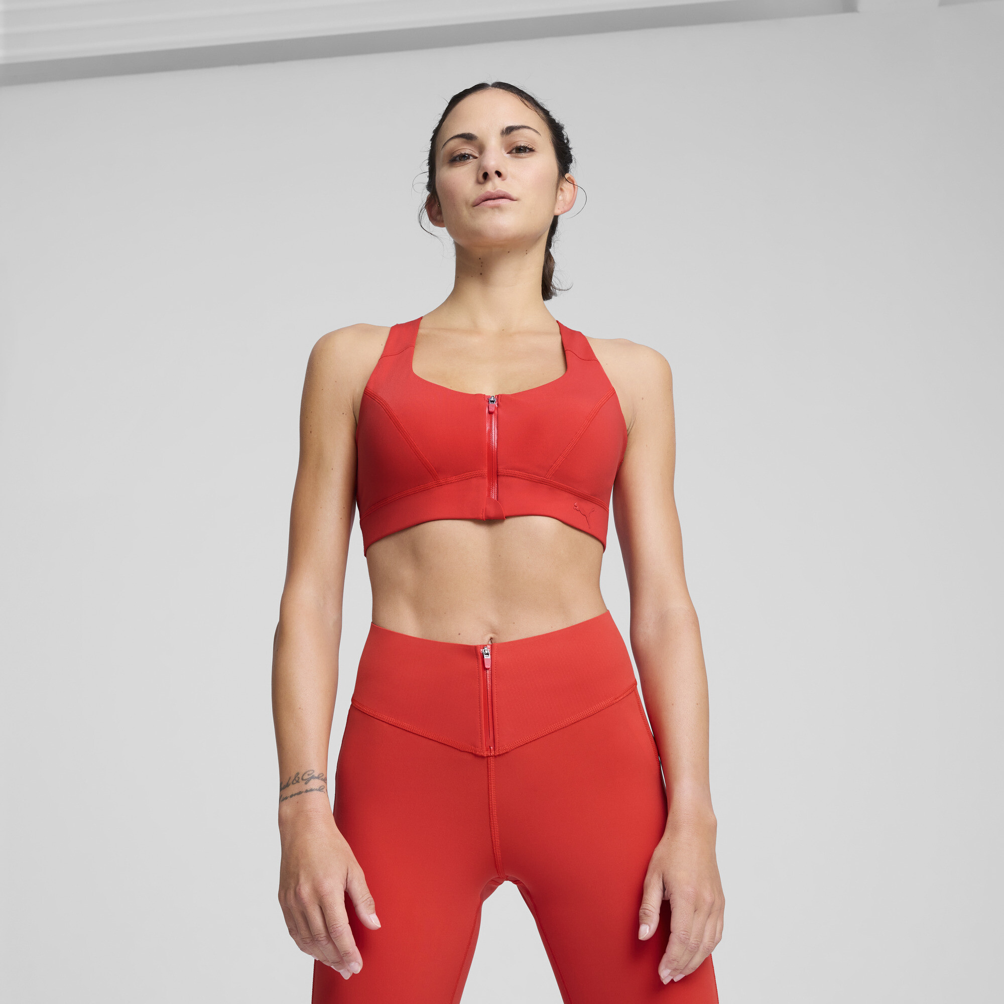 Puma x PAMELA REIF Sport-BH mit Reißverschluss Für Damen | Mit Plain | Burnt Red | Größe: S