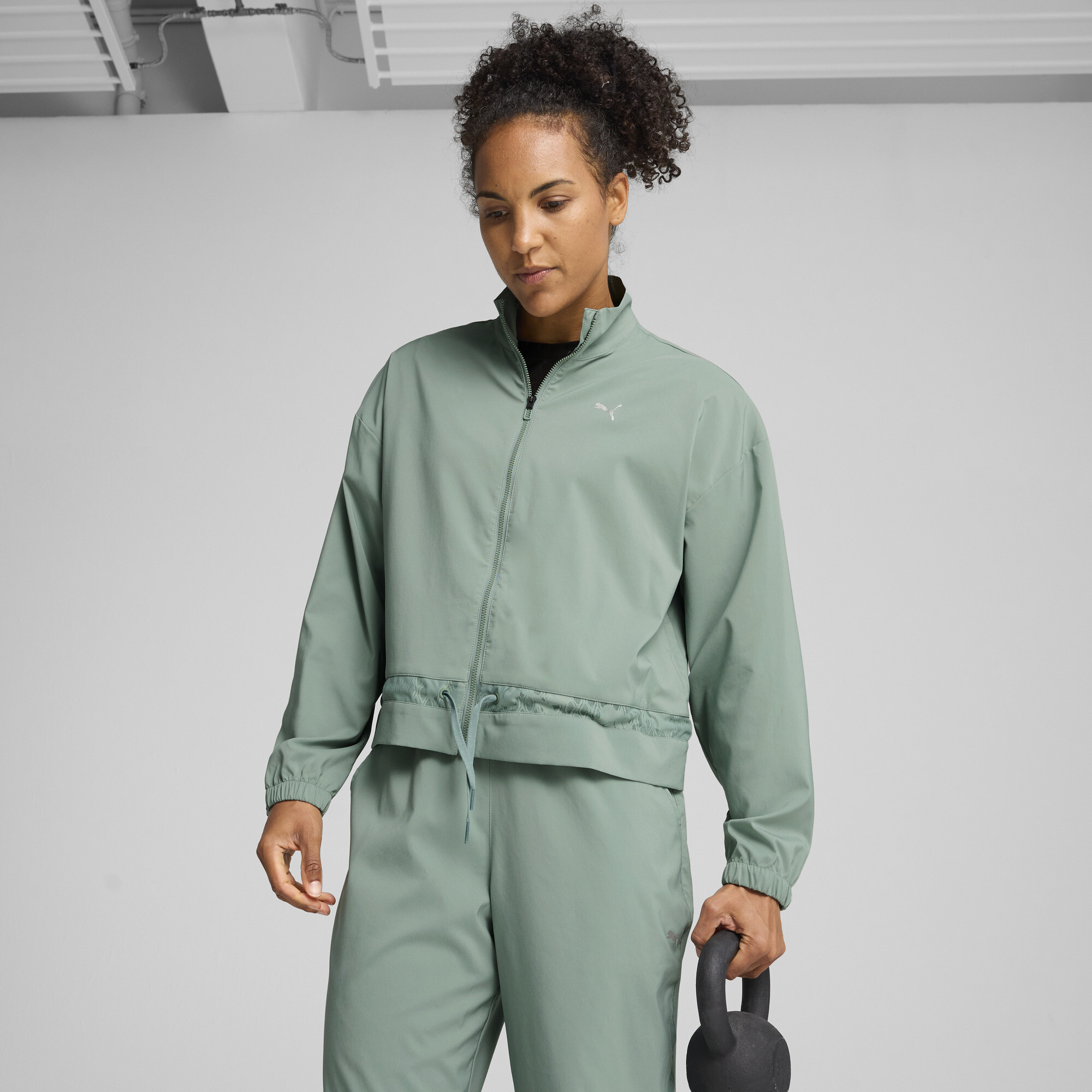 Puma LACE Gewebte Jacke Damen | Green Moon | Größe: L