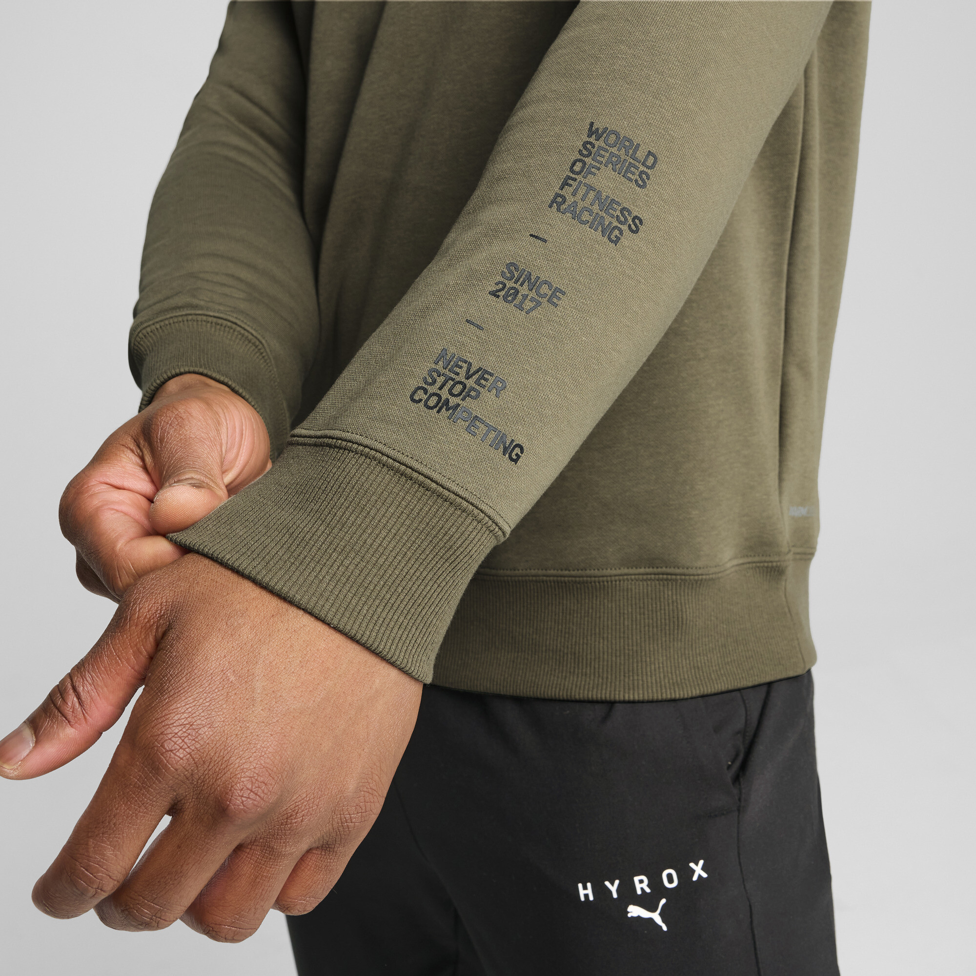 PUMA x HYROX Heavyweight top met ronde hals voor Heren, Groen, Maat M