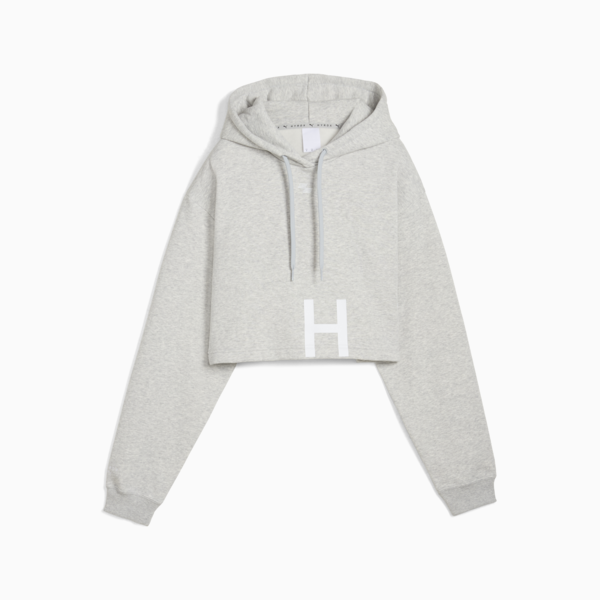 Buzo corto PUMA x HYROX Heavyweight para mujer, Light Gray Heather, large-ARG