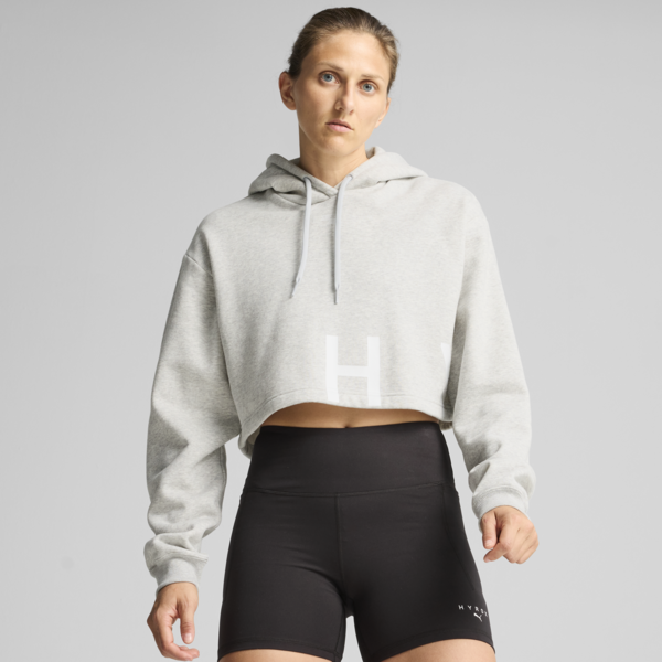 Buzo corto PUMA x HYROX Heavyweight para mujer, Light Gray Heather, large-ARG