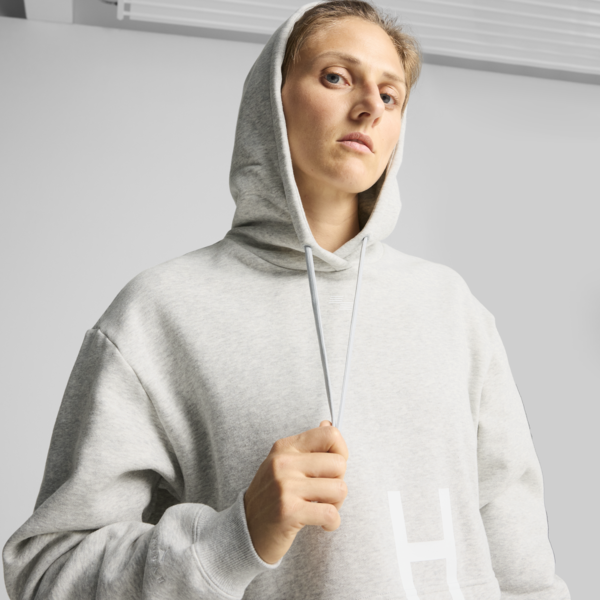 Buzo corto PUMA x HYROX Heavyweight para mujer, Light Gray Heather, large-ARG
