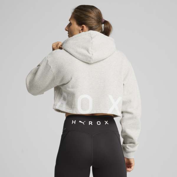 Buzo corto PUMA x HYROX Heavyweight para mujer, Light Gray Heather, large-ARG