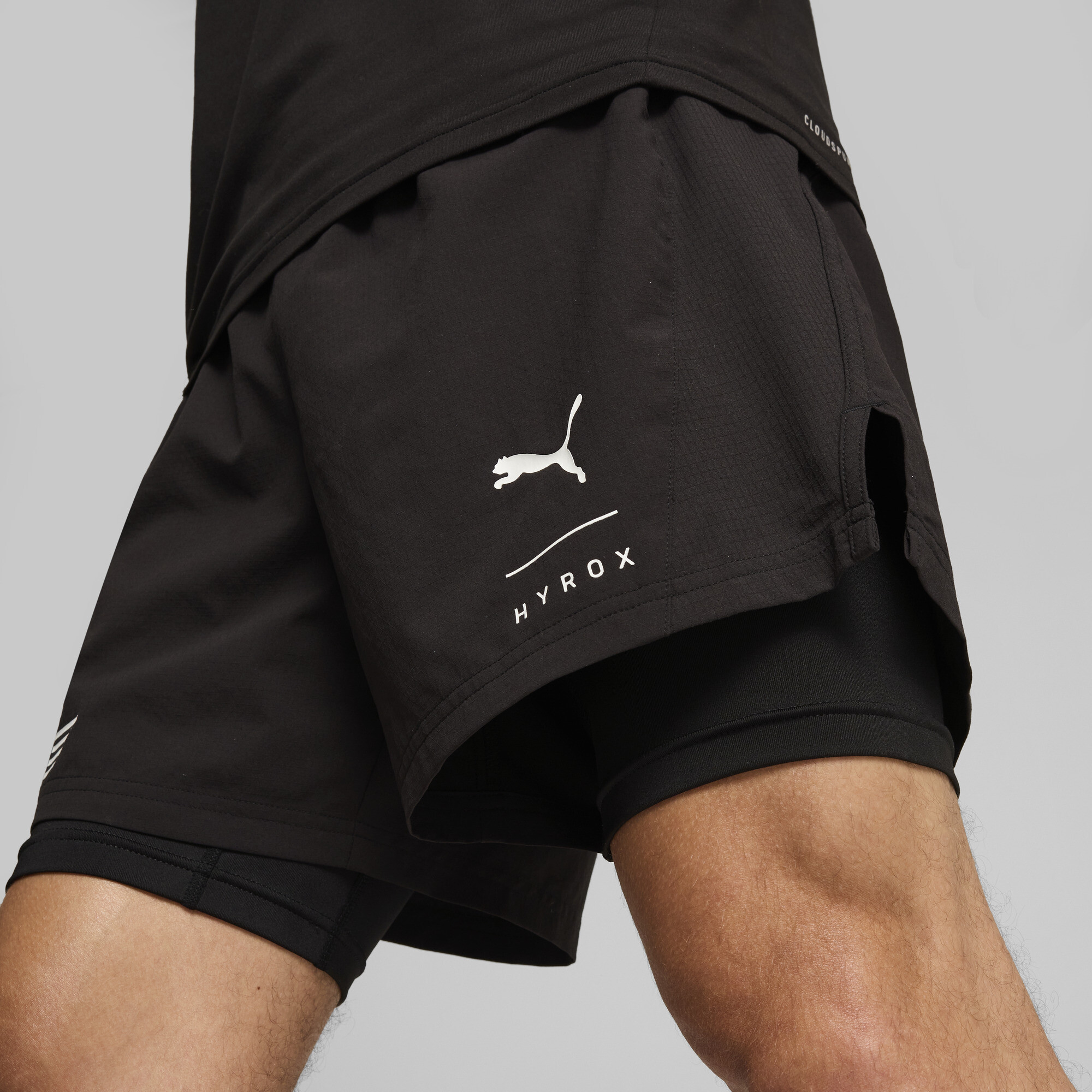 Men's Puma X HYROX 2-in-1 Shorts, Black, Size XS, Clothing