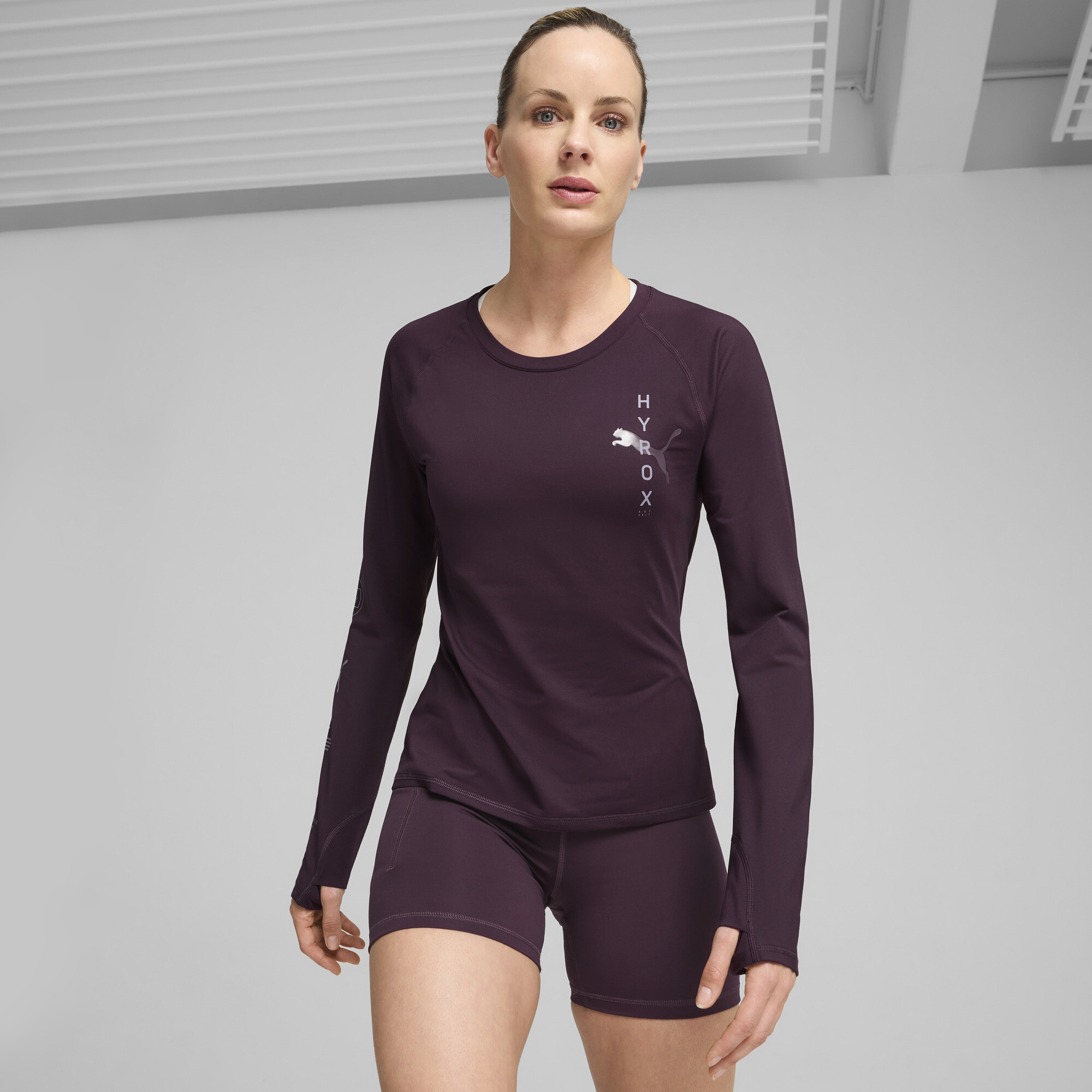 Puma x HYROX CLOUDSPUN Langarmshirt Damen | Mit Plain | Midnight Plum | Größe: M